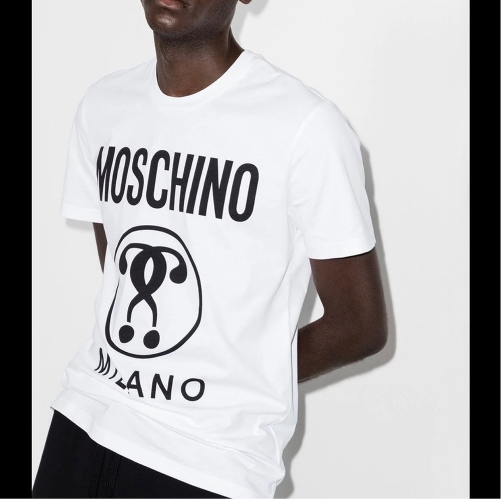 Moschino Milano Men's White Double Question Mark T-shirt Size 52 Large